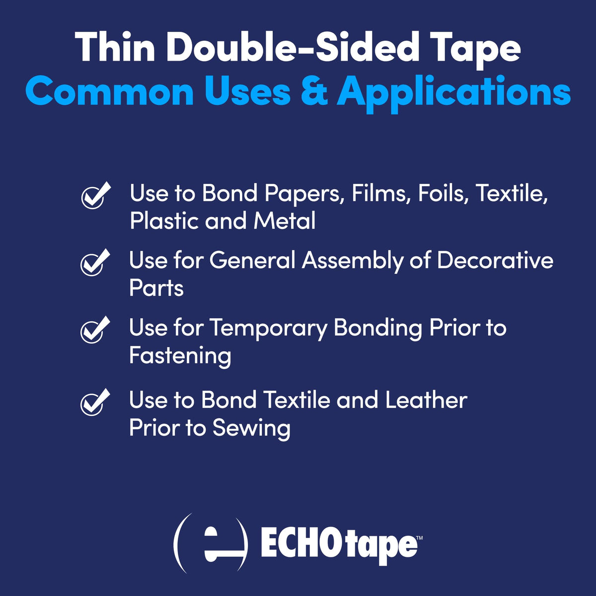 ECHOtape DC-T274A General Purpose Frosted Clear Double Sided Tape for Mounting & Bonding | Double Sided Tape for General Purpose Bonding | Thin Adhesive Tape, 1.89 in x 54.6 yds 1.89 in x 54.6 yds / 48mm x 50m