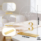12Pcs Arch Wedding Table Numbers 1-12 with Stands, 5.5" X 7.2" Gold Table Numbers Elegant Clear Acrylic Tables Number with Golden Text for Wedding Reception, Anniversary, Banquet, and Event Decor