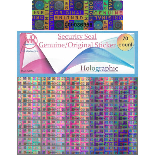 70 Tamper Proof Stickers, Tamper Evident Stickers. Genuine Original Holographic Security Seal, Tamper Resistant Hologram Foil Tape Feature with Serial Numbers. Strong Adhesive. (70 Stickers) 70 Stickers
