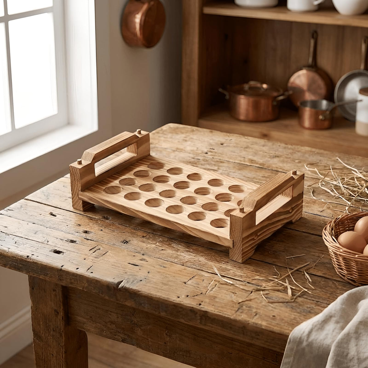 Egg Container Wooden Stackable Egg Tray Countertop Organizer Space Saving Egg Display Crates Restaurant