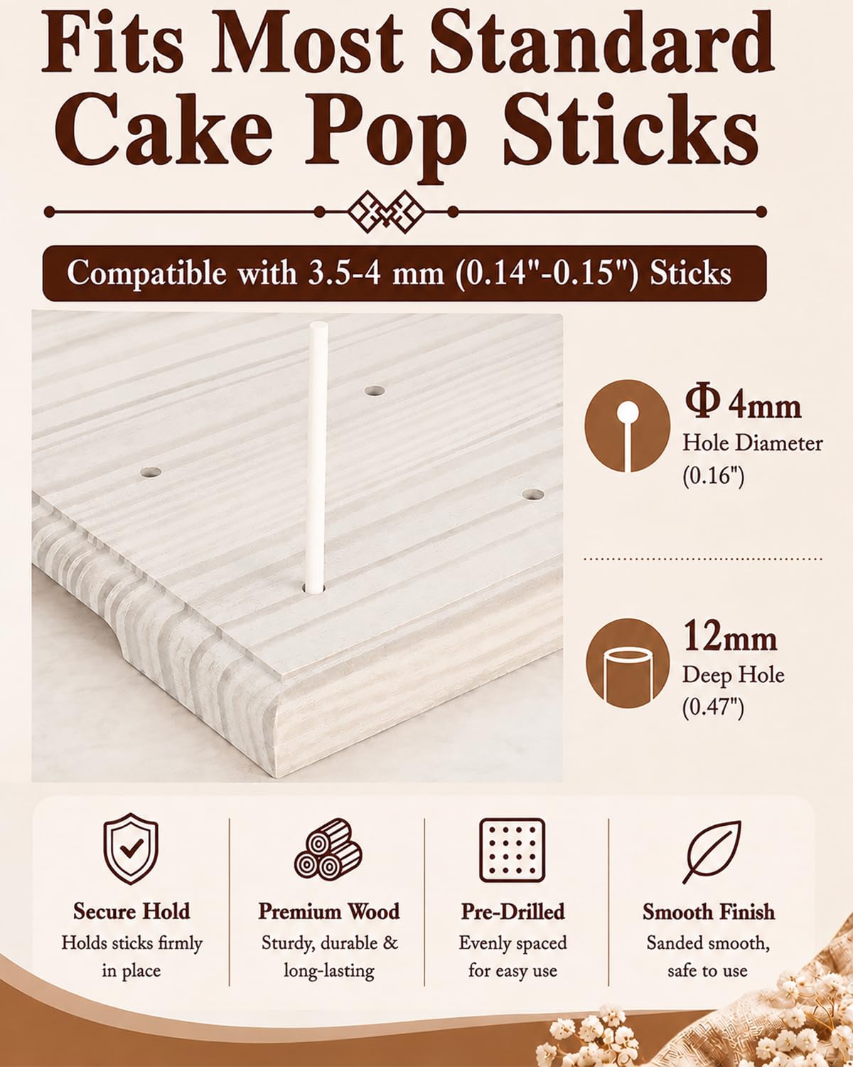24 Holes Wooden Cake Pop Stand for Drying