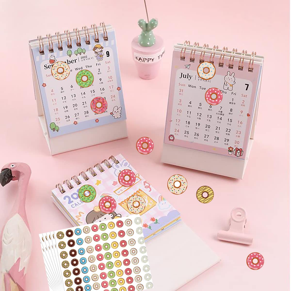 Hole Label Loose-Leaf Paper Hole Reinforcement Stickers Assorted Donut Designs 0.25 inch Binder Hole Reinforcements Labels for School, Home and Office Hole-Punched Pages 2000 Pcs