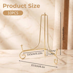10 Pack 8 Inch Plate Stands for Display, Gold Iron Easel Holders for Photos