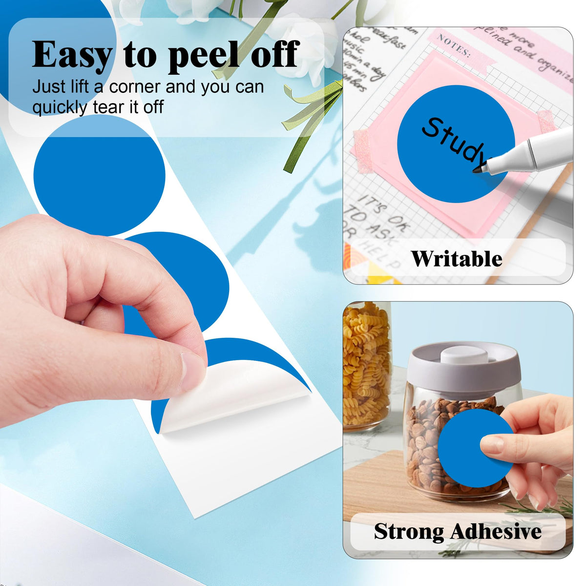 PARLAIM 2 Inch Round Adhesive Color-Code Dot Stickers,4Rolls/2000 per Rolls dots Label Dispenser Box, Circle Stickers Label Inch Coding Labels (Blue) Blue 4 Rolls-2000 Pack
