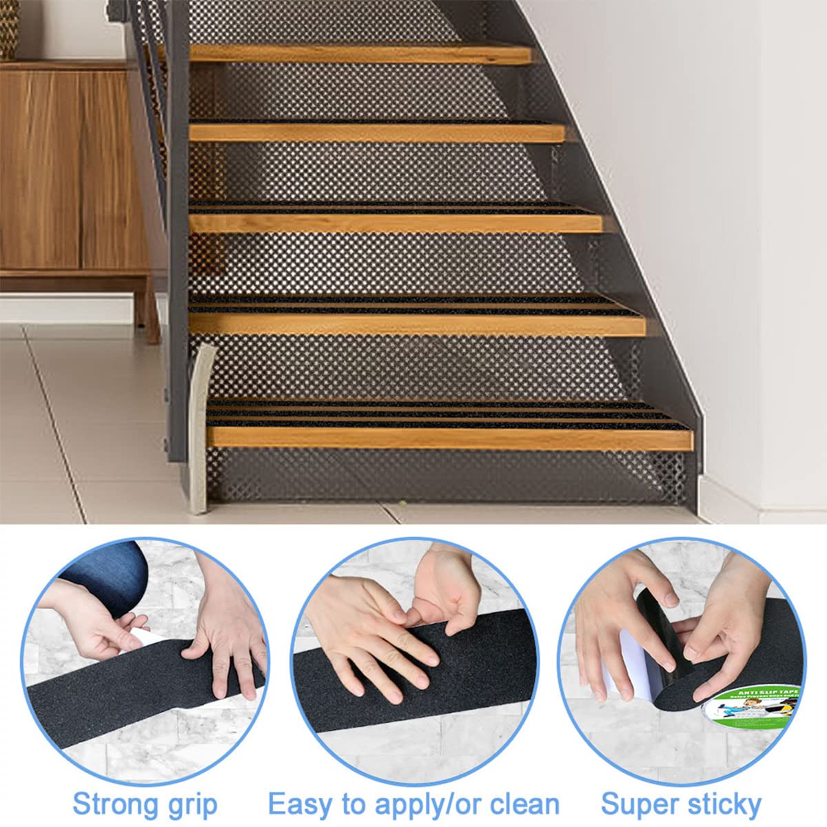 Anti Slip Tape, High Traction,Strong Grip Abrasive, Not Easy Leaving Adhesive Residue, Indoor & Outdoor (2" Width x 190" Long, Hazard - Black and Yellow) 2" Width x 190" Long Black / Yellow