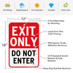 Faittoo Exit Only Do Not Enter Sign, 18 x 12 Inches Engineer Grade Reflective Aluminum Sign, UV Protected, Weather/Fade Resistant, Easy to Install and Read, Indoor/Outdoor Use (2 Pack) Red and Black on White-2 Pack
