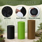 3 Set Forest Dessert Table Display Green Brown Spandex Cylinder Stand Cover Green brown and black