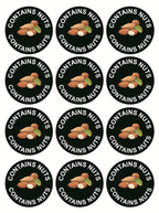 1.5inch 300pcs Contains Nuts Food Allergy Sticker for Restaurant,Bakery