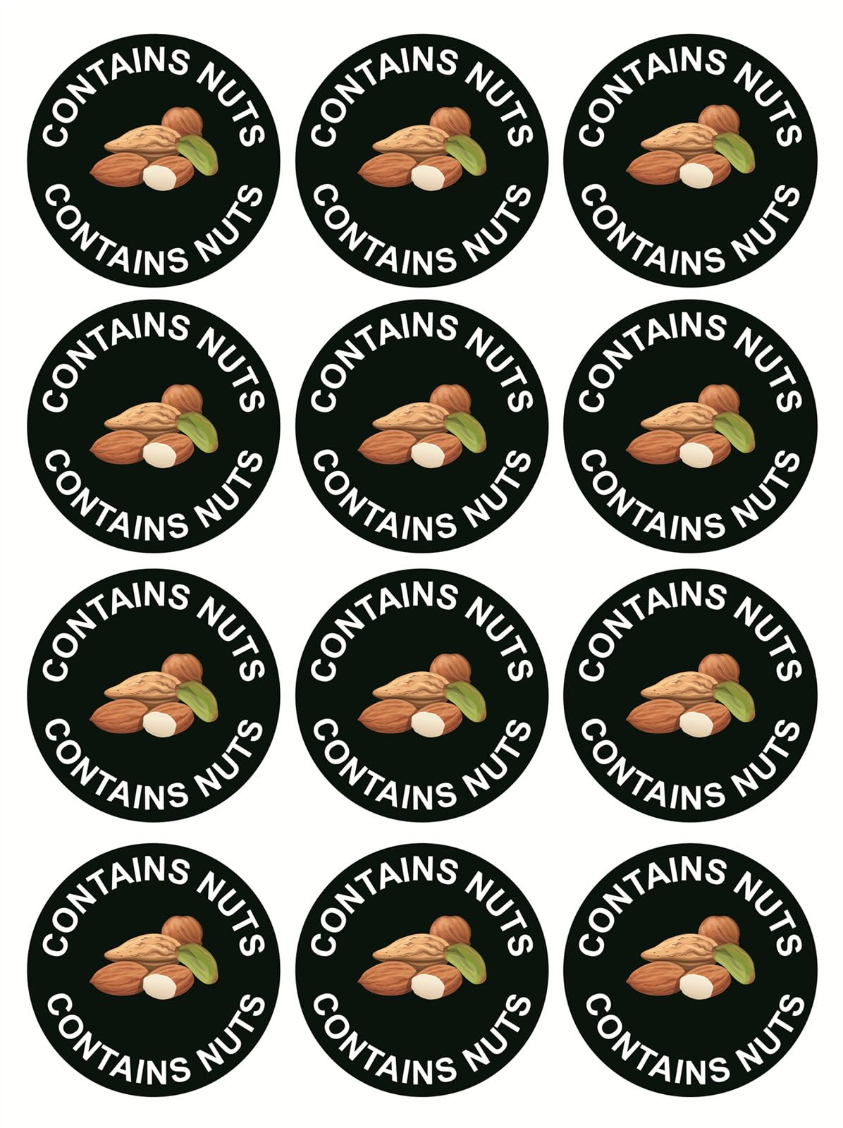 1.5inch 300pcs Contains Nuts Food Allergy Sticker for Restaurant,Bakery