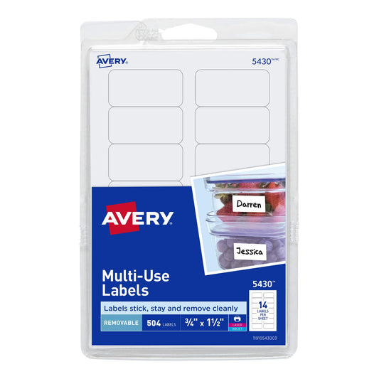 Avery Removable Labels, Removable Adhesive, 0.75" x 1.5", 504 Labels (5430)