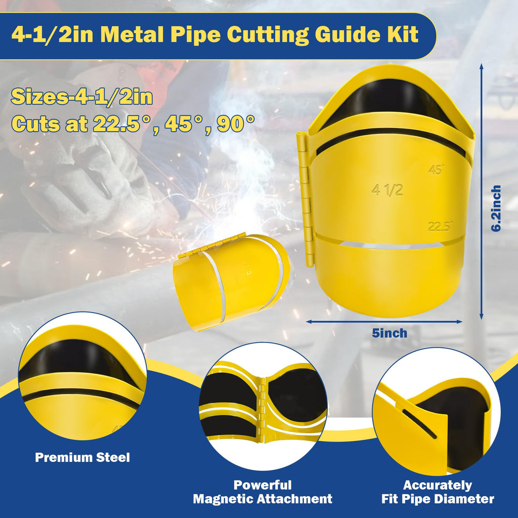 Metal Pipe Cutting Guide Kit 4-1/2 in, Pipe Saddle Template Cutting Guide 4-1/2 "