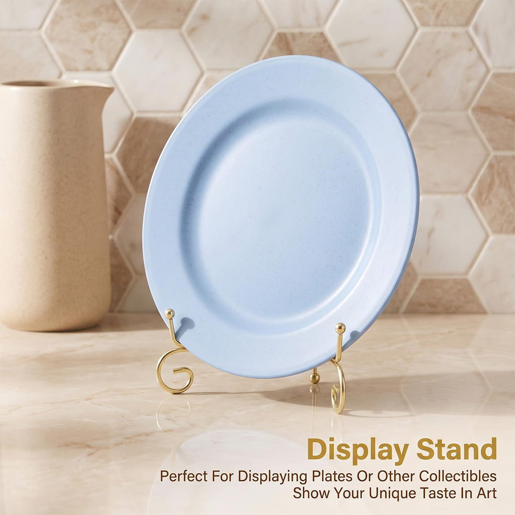 10 Pack 8 Inch Plate Stands for Display, Gold Iron Easel Holders for Photos