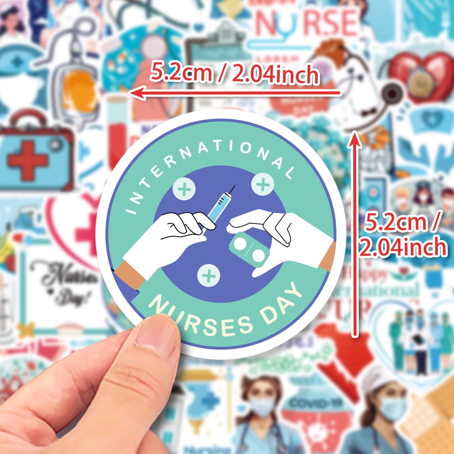 Nurses Day Stickers Nurses Day Label Stickers for Water Bottles Nurses' Day Theme Decals Waterproof Stickers Cards Envelopes Seals Cookies Box and Gifts Wrapping Decoration Nurse