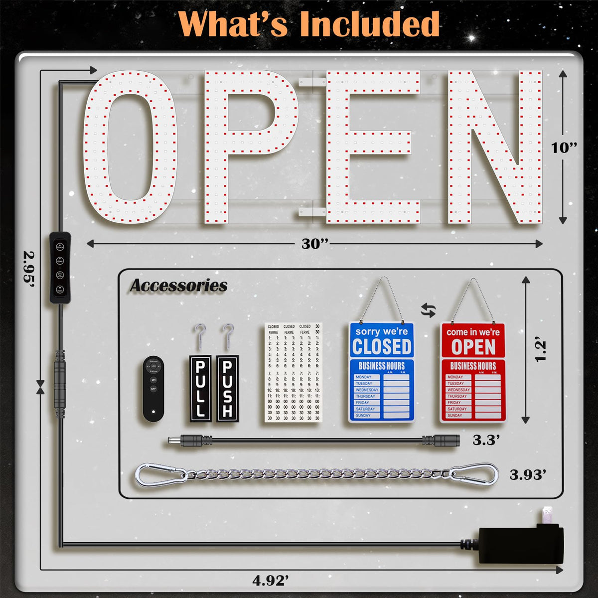 LED Open Signs for Business, exTopGoal 30"x10" Large Ultra Bright Open Sign with Remote Control, Dimmable Business Open Sign for Store Shop Storefront Window Door Wall- Red&Blue Red & Blue 30" x 10"