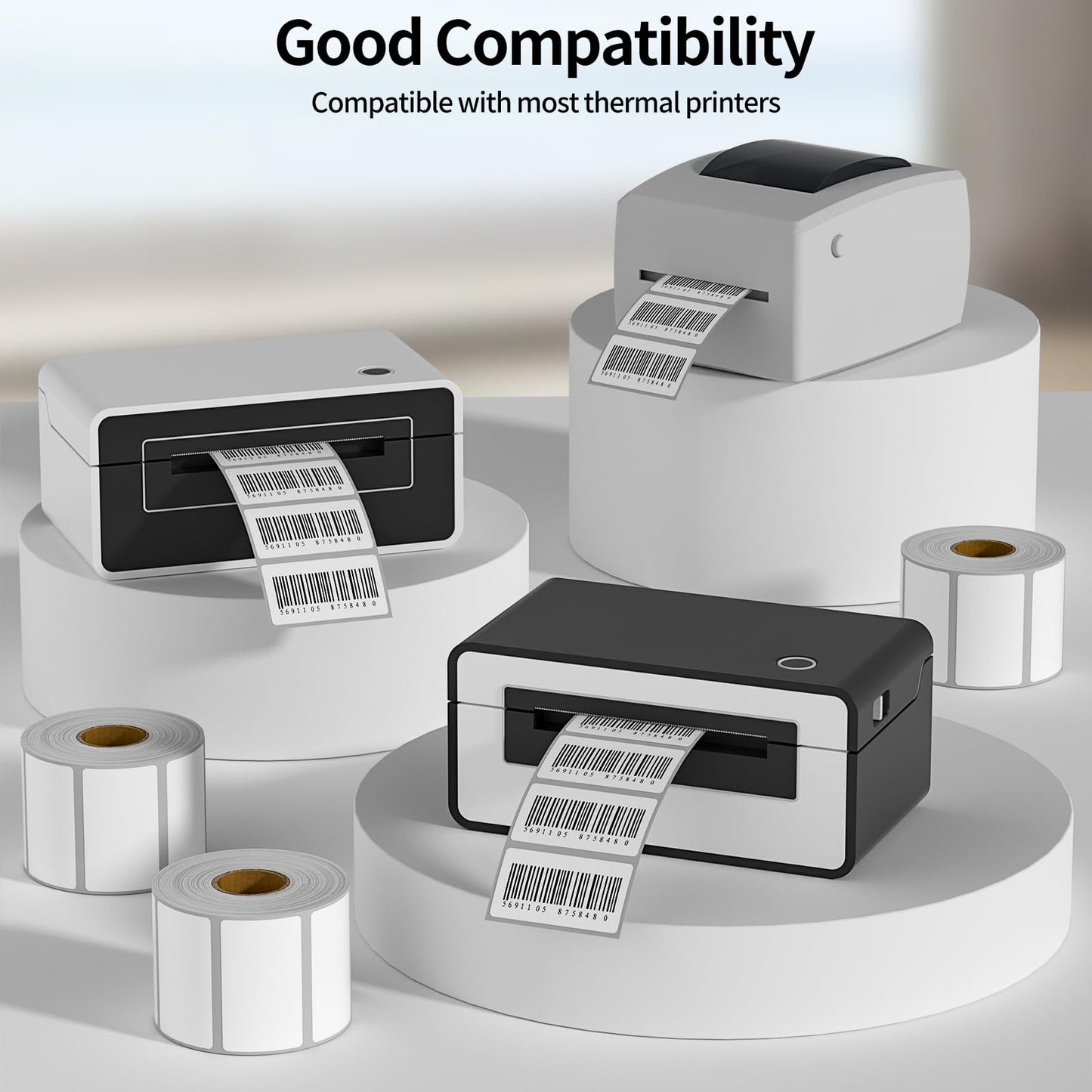 Direct Thermal Label 2x1, Thermal Labels for Barcodes, Return Address, File Folders - Barcode Stickers Compatible with Rollo, Munbyn, Zebra, Godex - 1Roll, 1000 Lable, White Sticker Labels 2x1-white