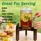 Adjustable Drink Dispenser Stand – Solid Wood Base Fits 8” to 11.2” Wide Containers, Heavy Duty 45 lbs Capacity for 5 Gallon Water Jug, Beverage Server, Flower Pot, Vase, Fish Bowl – Rustic Countertop Stand for Kitchen, Bar, Party