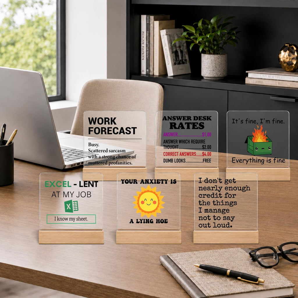 Funny Office Cubicle Desk Decor Bulk, 6 Pack Coworker Gifts