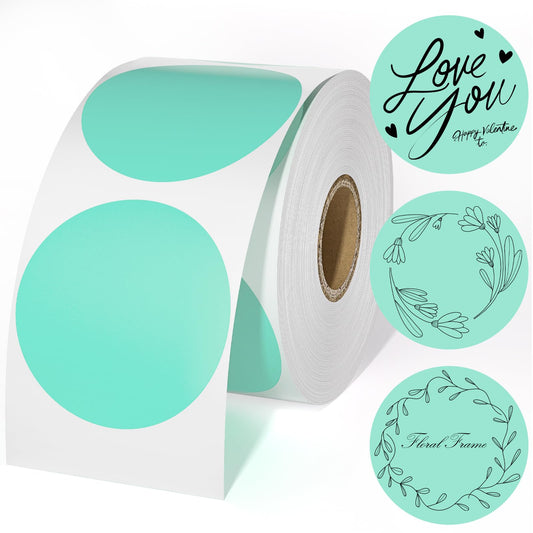 CLASSY Thermal Sticker Labels - 750 Multi-Purpose Stickers/1 Roll, Name Tag, Small Business, Inventory, Color Coding, Green