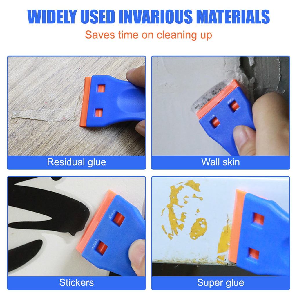 CADONO 2-pack plastic razor blade scraper with 12 replacement blades, ideal for removing stickers, paint, and decals from surfaces.