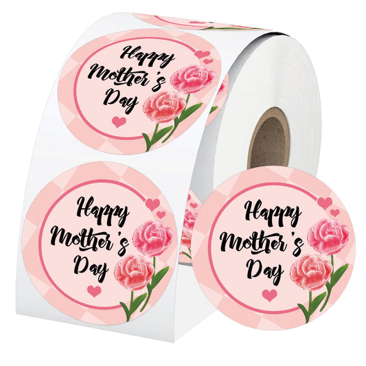 500 Pcs Happy Mother's Day Heart Shaped Stickers 2 Inch Floral Mothers Day Gift Tags Mother's Day Presents Labels Mother's Day Party Favor Sticker for Envelope Seal Cards Boxes Gift Wrap(Color1) Color1