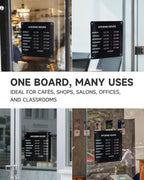 Magnetic Business Hours Sign, Changeable Store Hours Board for Glass Door Black 10.24 x 10.24 " Full Sign Set
