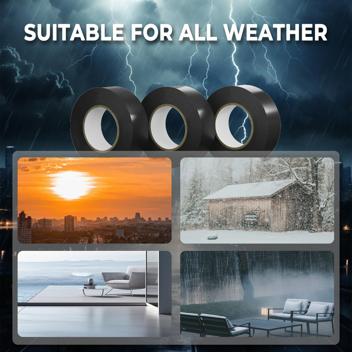 SWRT 0.75" x66ft 12 Pack Electrical Tape, Waterproof Flame Retardant Black