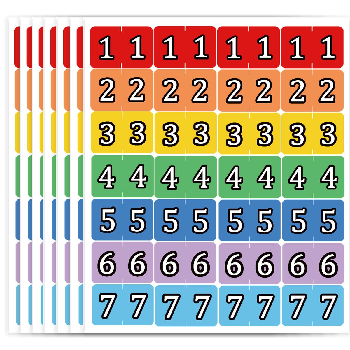 Number 1 to 7 Index File Folder Labels Multicolor Number Tabs - Color Coded 1 to 7 Tab Dividers Stickers Teacher Supplies Stickers for Classroom Book Organizing 560 Pcs