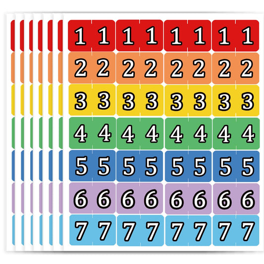 Number 1 to 7 Index File Folder Labels Multicolor Number Tabs - Color Coded 1 to 7 Tab Dividers Stickers Teacher Supplies Stickers for Classroom Book Organizing 560 Pcs