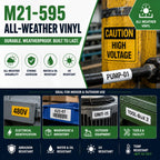 1 Pack Compatible with Brady M21-500-595-WT Label, Black/White, 0.5" x 21' Black-on-white 0.5" X 21'