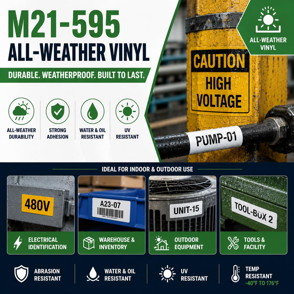 1 Pack Compatible with Brady M21-500-595-WT Label, Black/White, 0.5" x 21' Black-on-white 0.5" X 21'