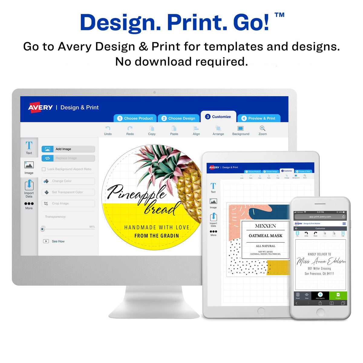 Avery Durable Waterproof Wraparound Rectangle Labels with Sure Feed Technology, 3.25" x 7.75", Matte White, Laser/Pigment-Inkjet, 16 Customizable Labels (22835) One Size