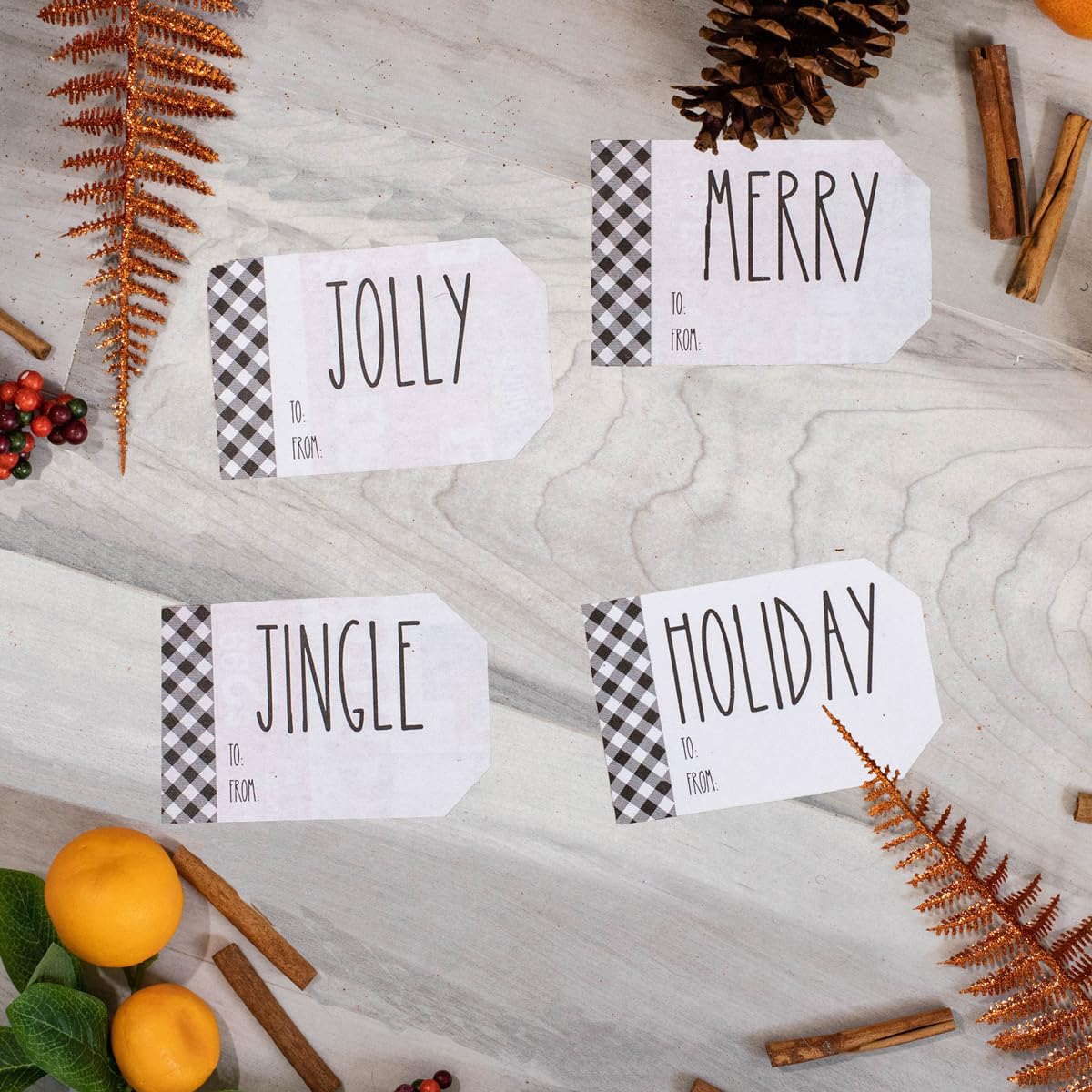White Farmhouse Style Christmas Holiday Gift Tag Stickers 2 x 3 Inch 25 Total Labels