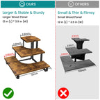 ELITEROO Wooden Display Stand Set, Portable 3 Tier Shelves Stair Step Shelf Risers Stands for Retail Tabletop, Countertop, Craft Shows, Farmers Market, Tradeshows, Vendors (1 Straight + 2 Corner)