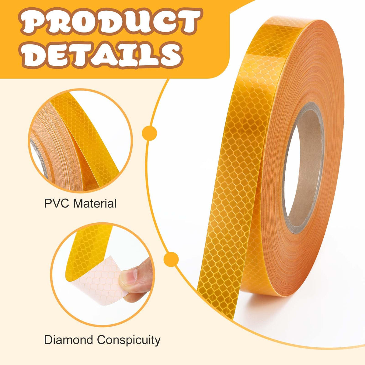 1 Pcs School Bus Reflective Tape -1 inch x 150 ft Yellow Conspicuity Reflective Safety Tape for School Bus Truck Trailer 1 Inch X 150 ft