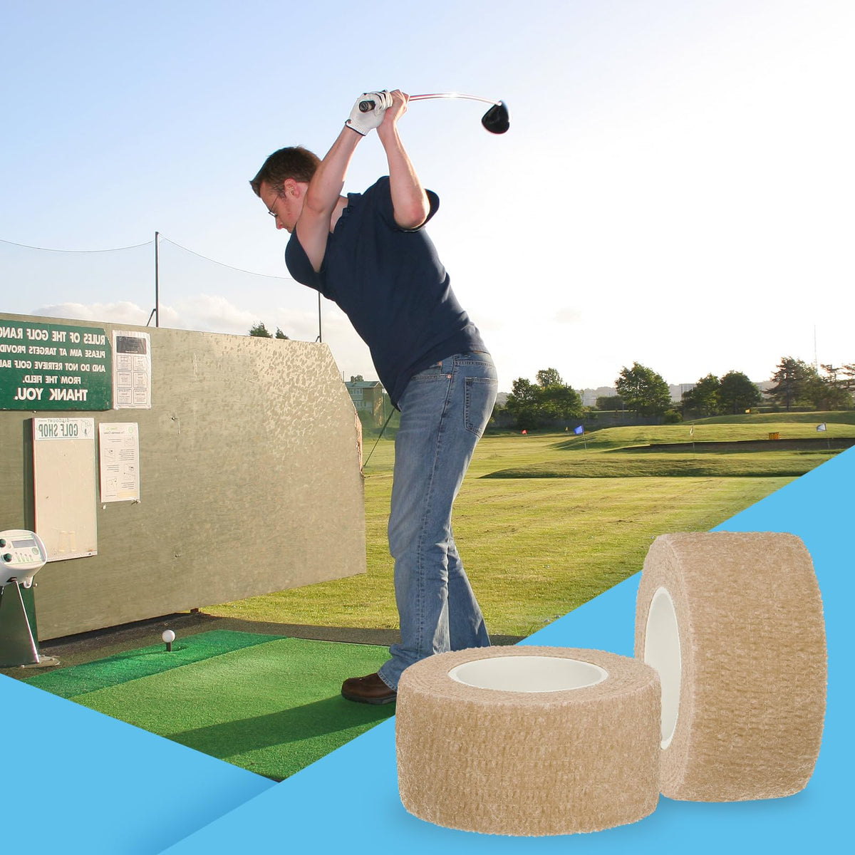 PATIKIL Sports Self-Adhesive Tape, 2 Pack 2" X 5 Yards Bandage Wrap Breathable Elastic Tape Prevent Finger Friction for Golf Baseball Volleyball, Skin Tone