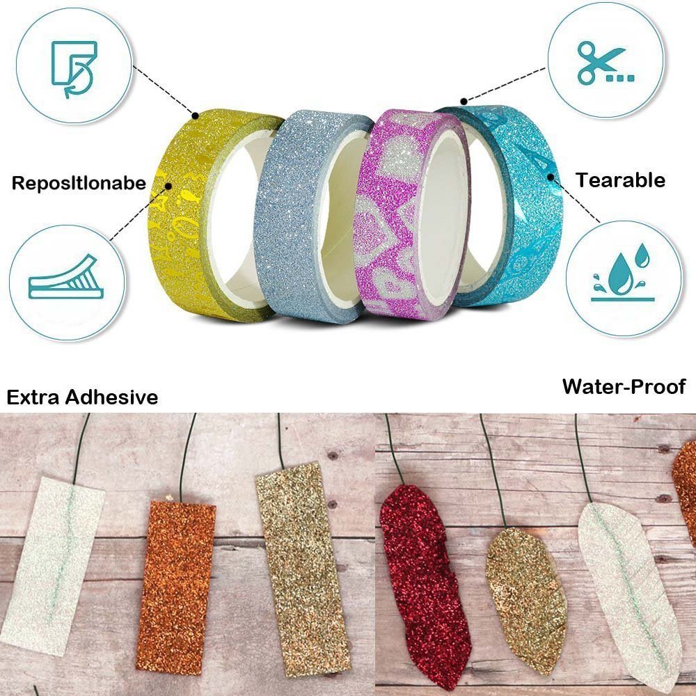 Phantomon Washi Tape Craft Tape Set 30 Roll Wide Decorative Tape for Art, DIY Decor, Scrapbook, Glitter Washi Masking Tape