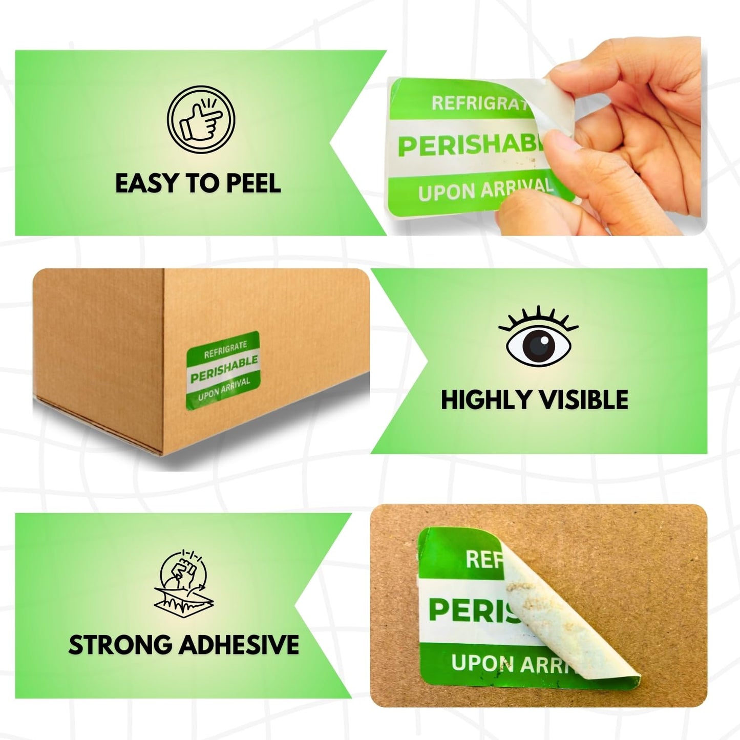 Refrigrate Perishable Upon Arrival Labels - 3"x2" 500 Pcs Adhesive Stickers Waterproof - Semi Gloss Removable Paper Label Business Shipping & Handling Stickers (1 Roll) Refrigrate Perishable Upon Arrival