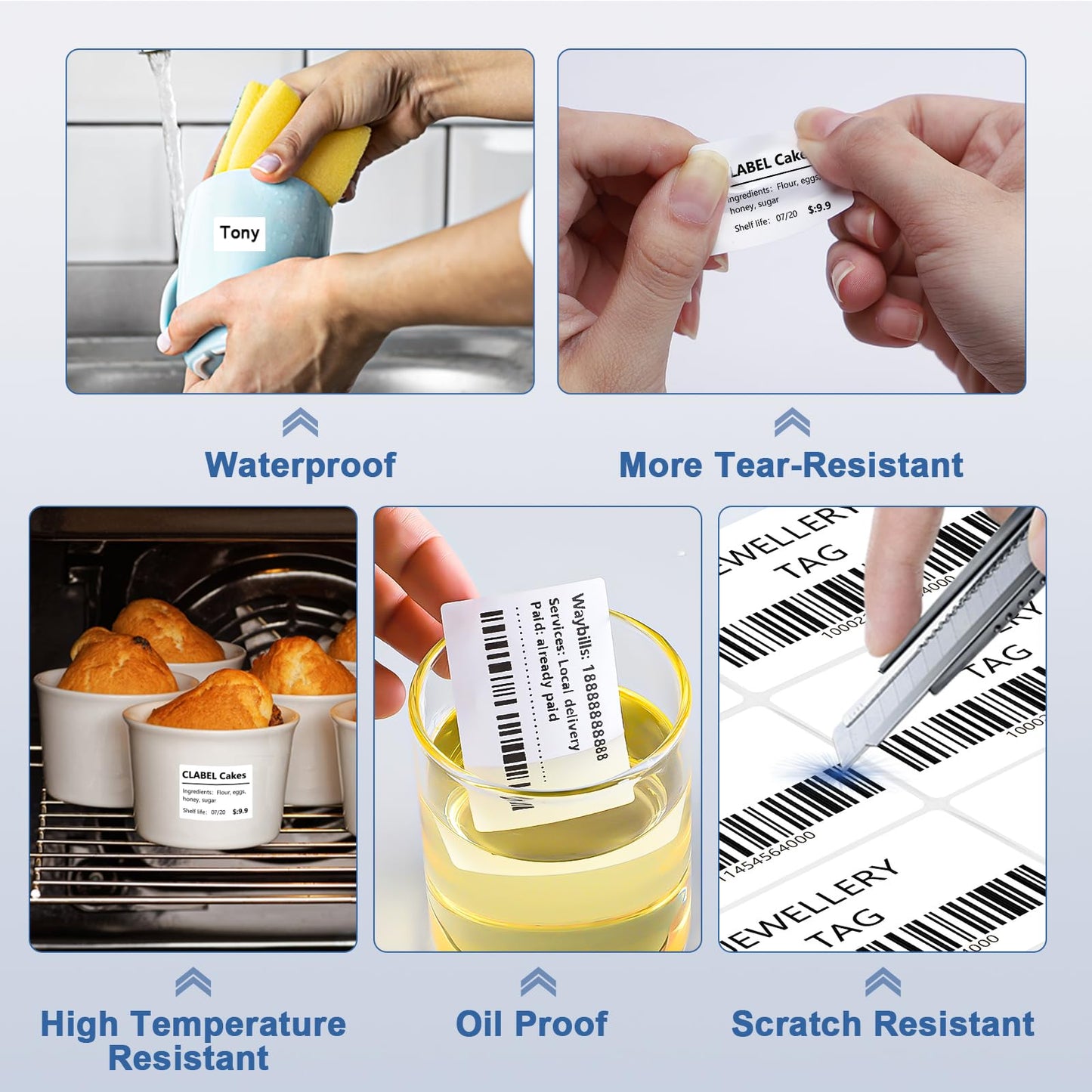 Clabel 1.57"x1.18" Thermal Sticker Label Paper, Compatible with 221D 321D Label Printer, Self-Adhensive Thermal Labels for Address, Logo, Shipping, Barcodes,QR Code (230 Labels/Roll,6 Rolls) 40*30