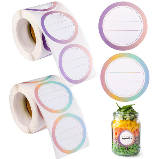 Marspark 600 Pieces 2 Rolls Canning Jar Labels - Round Mason Sticker for Ball Jars, Colorful Removable 2-Inch Labels for Jelly, Homemade Food Containers and Canning Lids