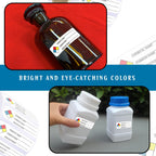 Well Tile SDS stickers for chemical safety labeling, 1x3 inch industrial decals with write-in labels for chemical identification.