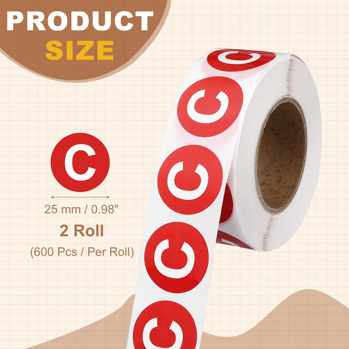 PATIKIL 1" Letter Stickers,1200Pcs Alphabet Stickers Letter C Label,Red 1 Inch