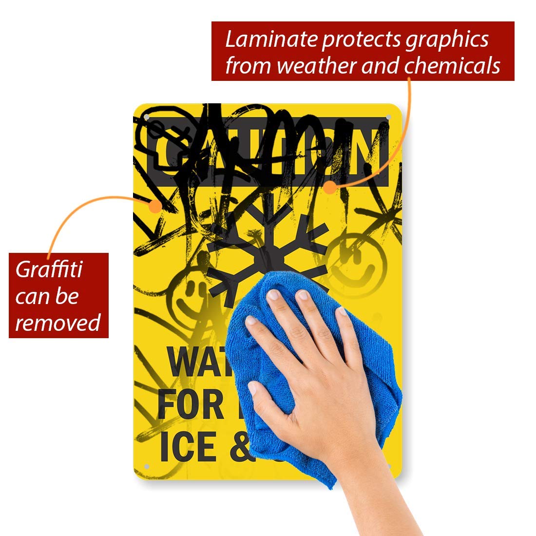 SmartSign "Caution - Watch For Falling Ice & Snow" Sign | 10" x 14" Aluminum 14" x 10"