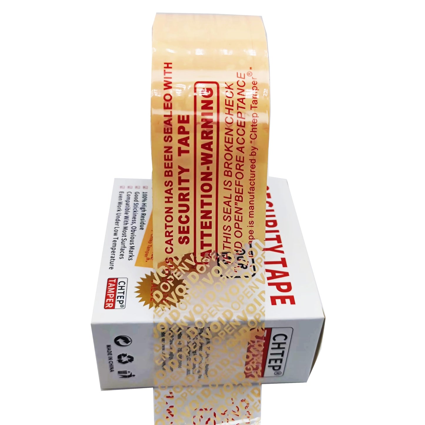 ChtepTamper 54.7Y 2inch 1 Rolls 100% Total Transfer Tamper Evident Tape Security Seal for Safe Shipping 2 inches Wide