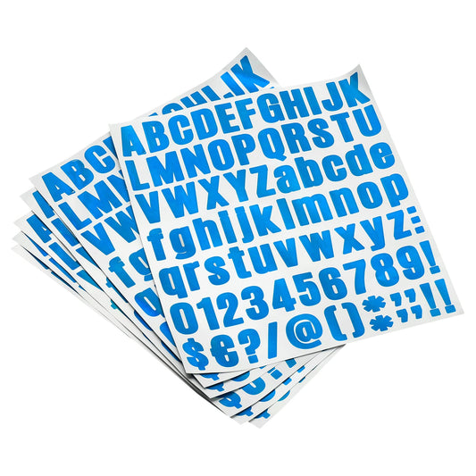 PATIKIL Letter Alphabet Number Stickers, Glitter Blue 1" Reflective Labels Self Adhesive Vinyl Sticker for Classroom Organization, Sign, Door, Address, 8 Sheets, 81 Count/Sheet