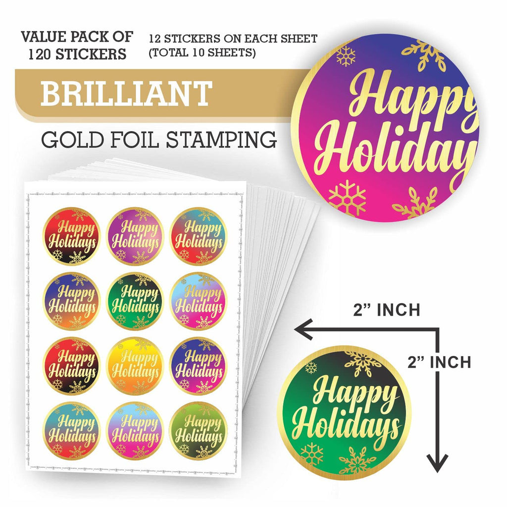 PARTH IMPEX 60 Pack 4x6 A4 Envelopes + Christmas Happy Holidays Gold Foil Seals Labels Stickers