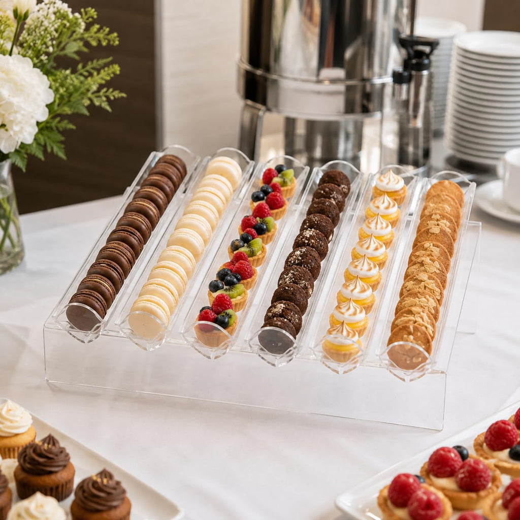 Macaron Stand, Clear Acrylic 6-Slot Macaron Tower Display Tray for Cookies
