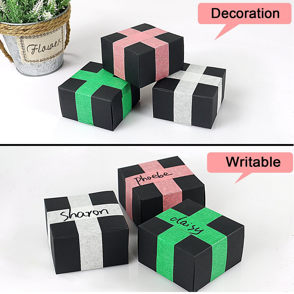 BOMEI PACK 3 Pack Painters Tape, 1 inch x 30yds, Premium Painting Masking Tape, Clean Release Paper Tape for Home and Office (Pink) Pink
