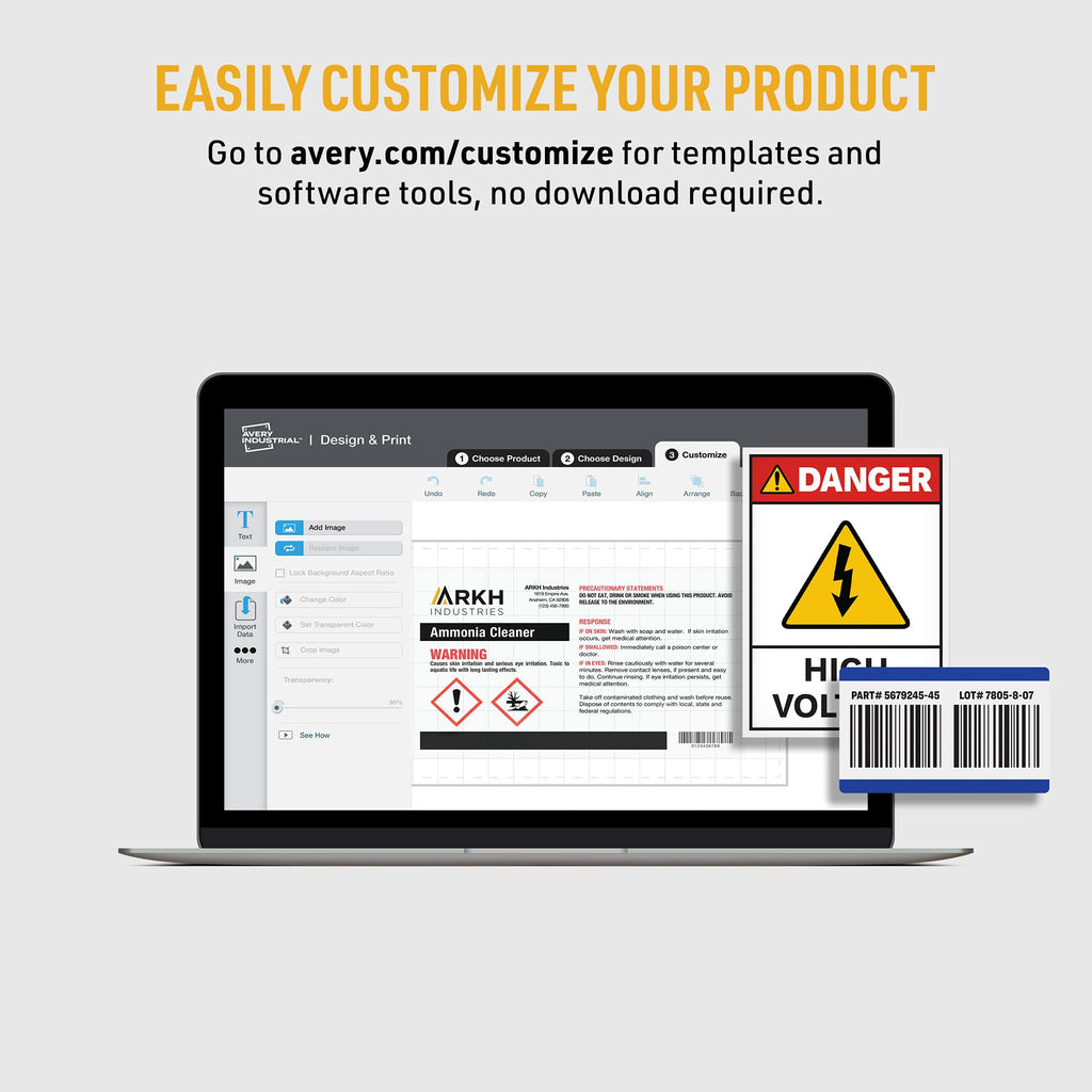 Avery® UltraDuty® GHS Labels, Waterproof, 1 x 4" White Rectangle Labels , 500 Total, Use with Laser Printers 1" X 4" 500 labels