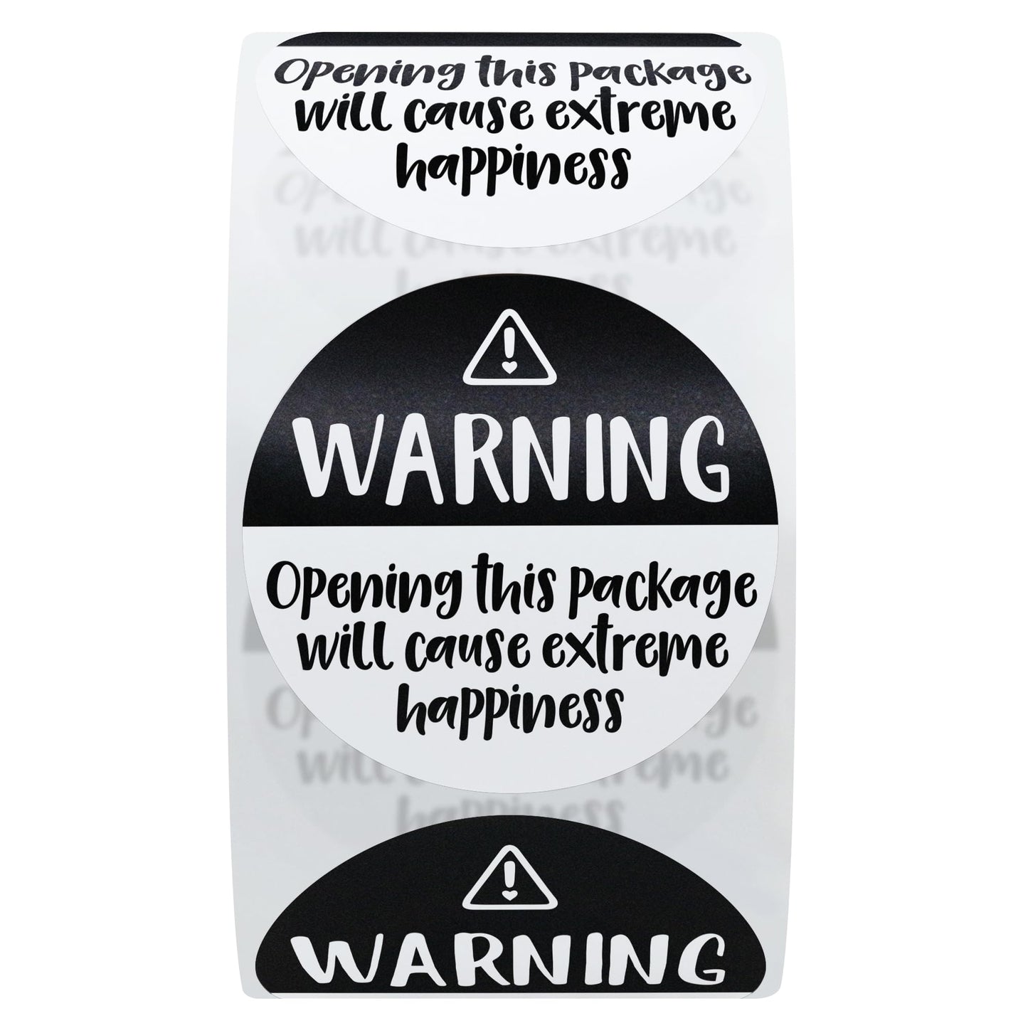 Hybsk Black and White Adorable Warning: Extreme Happiness Labels for Business Or Personal Use, 1.5 inch, 500 Small Business Stickers On a Roll