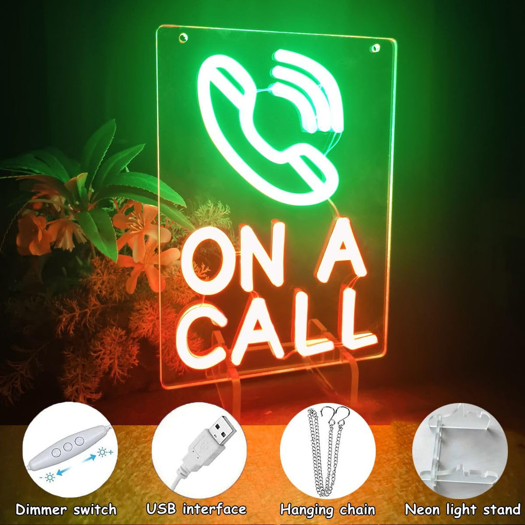 On A Call Neon Sign,On a Call Sign for Office,Do Not Disturb Neon Light Sign for Office Desk,Meeting,Studio,Game Room Decor Gifts ON A CALL +GREEN RED
